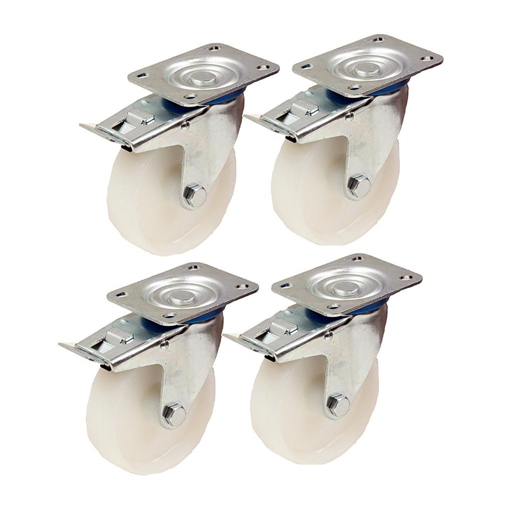 80mm 3"" inch nylon castors - heavy duty swivel braked castor set 120kg each - se