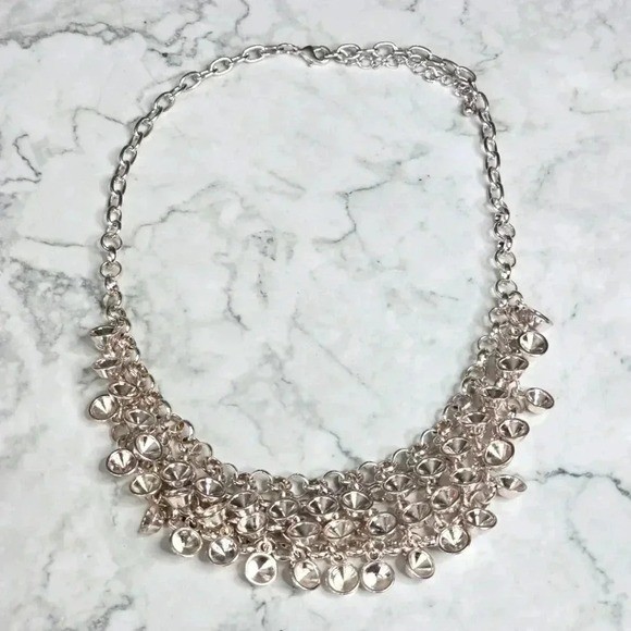 Silver Chain Link Layer Statement Boho Retro Fash… - image 1