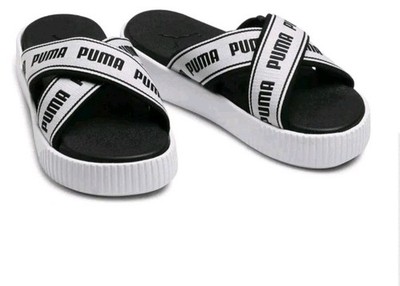 Puma Platform Slide Sandals Size 7.5 White Black 380677-01  