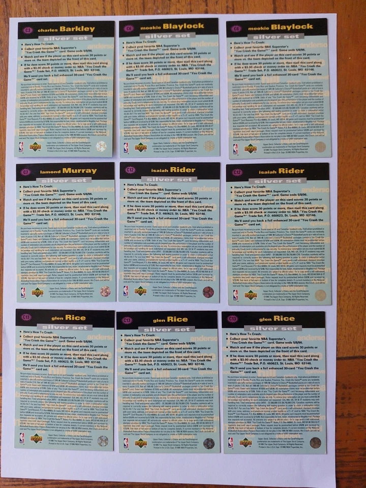 1995-96 Upper Deck Collector’s Choice You Crash The Game Silver 25 of 30 cards - Image 2 of 4