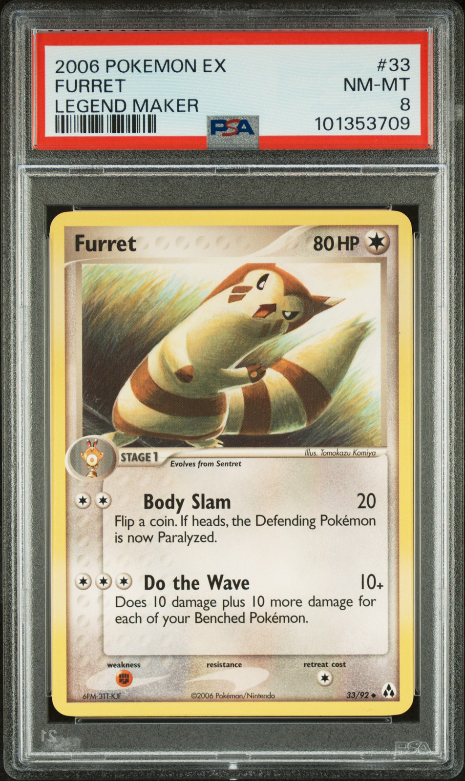2006 POKEMON EX LEGEND MAKER #33 FURRET PSA 8