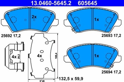 ATE Bremsbelagsatz Scheibenbremse 13.0460-5645.2 für HYUNDAI KIA CEE ELANTRA GD