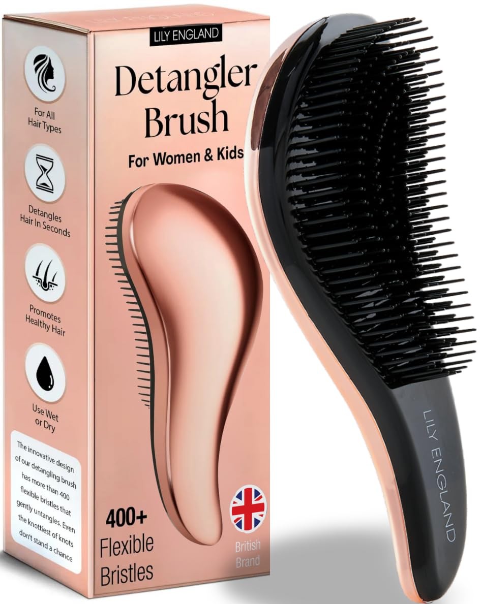 Lily England Detangle Hair Brush for Thick, 1 Count (Pack of 1), Rose Gold