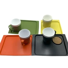 MCM Set of 4 Serving Snack Trays & Mugs ACCA Ware by David Douglas Vintage Retro