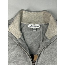 Peter Millar Mens L Light Gray Quarter Zip Pu...
