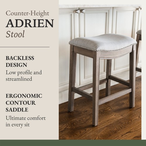 Maven Lane Adrien Saddle Backless Stool, Reclaimed Oak, Counter Height(Open Box) - Picture 2 of 6