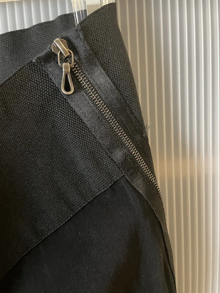 Pantalones negros para mujer Lanvin Paris IT 40 US 4 lana/lino ajustados moto diseñador gótico Foto 3 de 4