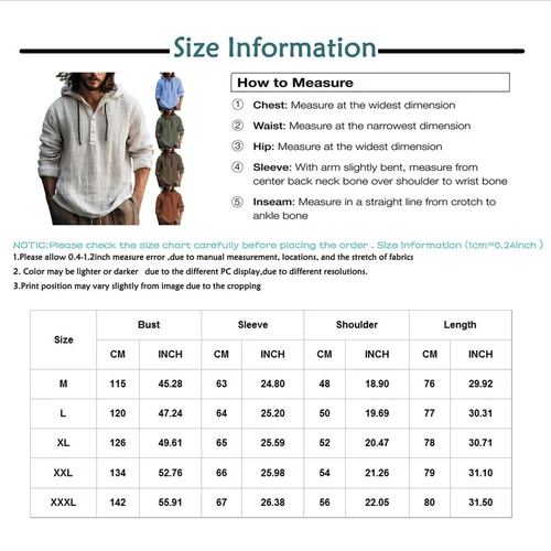 Men's Cotton Linen Hoodies Drawstring Button Hooded Swaeatshirts T Shirts Tops - Bild 38 von 41