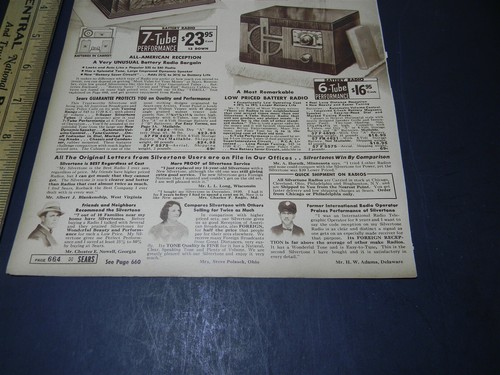 1937 Silvertone Radio Sears página de catálogo anuncio impreso 5H2D - Imagen 6 de 6