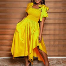 Women's Casual Summer Boho Maxi Dresses A Line Maxi Dress Smocked Long Sun Dress