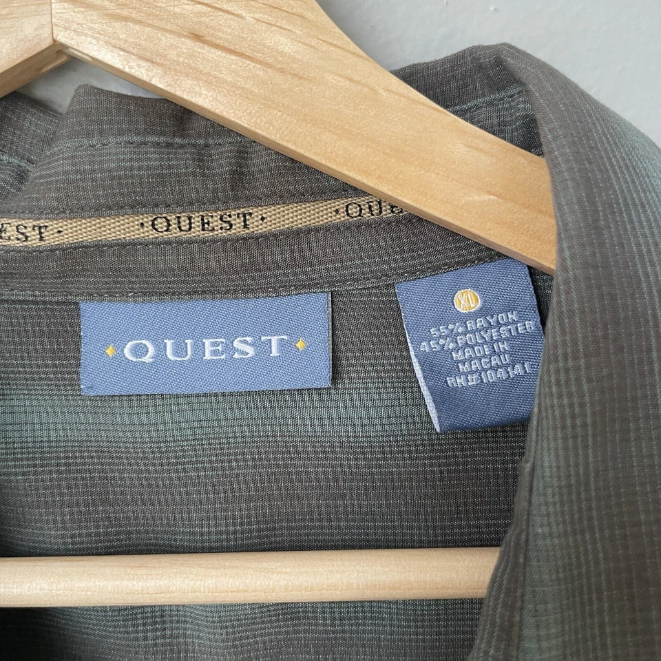 Quest мужская спортивная рубашка на пуговицах с длинным рукавом зеленая клетчатая размер XL EUC - Изображение 2 из 4