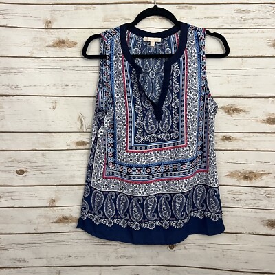 Anthro Skies are Blue Paisley Floral Career Tank Top Medium 