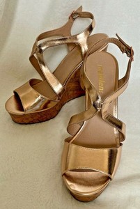 rose gold cork wedges