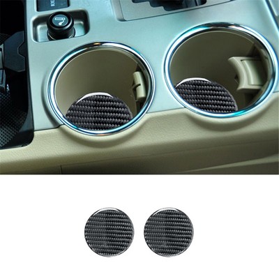2x Carbon Fiber Center Cup Holder Slot Pad Trim For Toyota Highlander 2008-2013