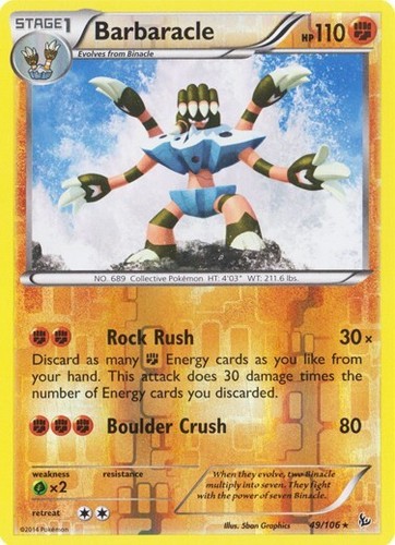 Reverse Holo Barbaracle 49/106 Rare XY - Flashfire Pokemon TCG