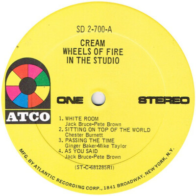 Cream (2) - Wheels Of Fire 1971 2xLP, Album, RE, PRC Atco Records
