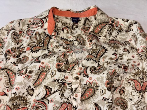 Basic Editions Women's Blouse Shirt Plus 1X Paisley Floral S/S V Neck 3/4 Slev - Picture 2 of 6