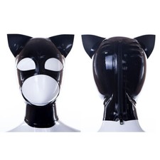 Cat Ear Latex Mask Hood with Back zip Clubwear Cosplay Outfits 0.4mm