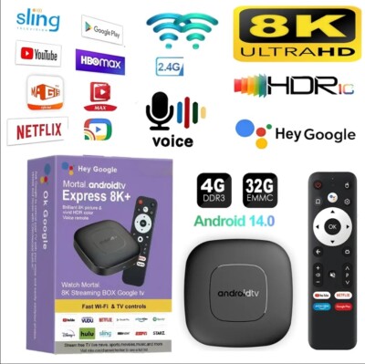 Android 14 Smart TV Box 8K HDMI Quad Core HD Bluetooth WIFI Media Stream Player