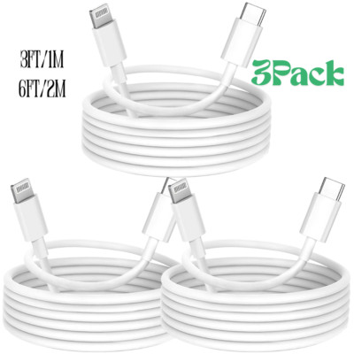 3Pcs USB Type C to iPhone PD Fast Charger Cable For Apple iPhone 14 13 12 11 Pro