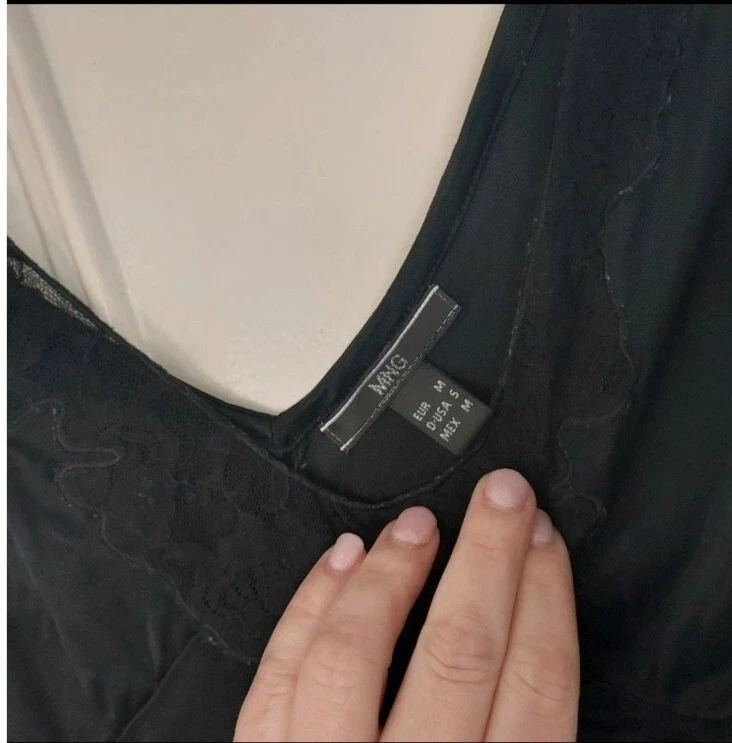 Vestido Mango Negro Sedoso S M UK 10 Foto 3 de 4