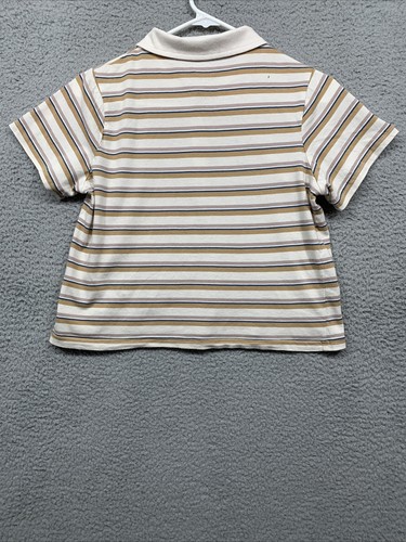 Dickies Polo Shirt Youth/Juniors XL 3 Buttons Mustard White Stripe Logo - Picture 4 of 11