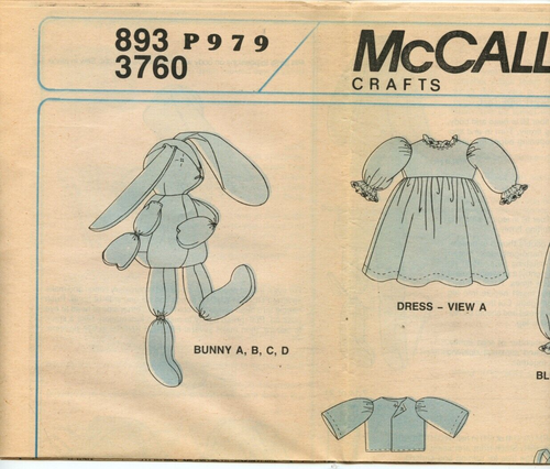 McCall’s Crafts Pattern #3760 Country Rabbits Baby to Large with Wardrobe Uncut | eBay