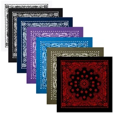 7-Pack Trainmen Paisley Bandanas 22"x22" 100% Cotton Head & Face Wraps Variety