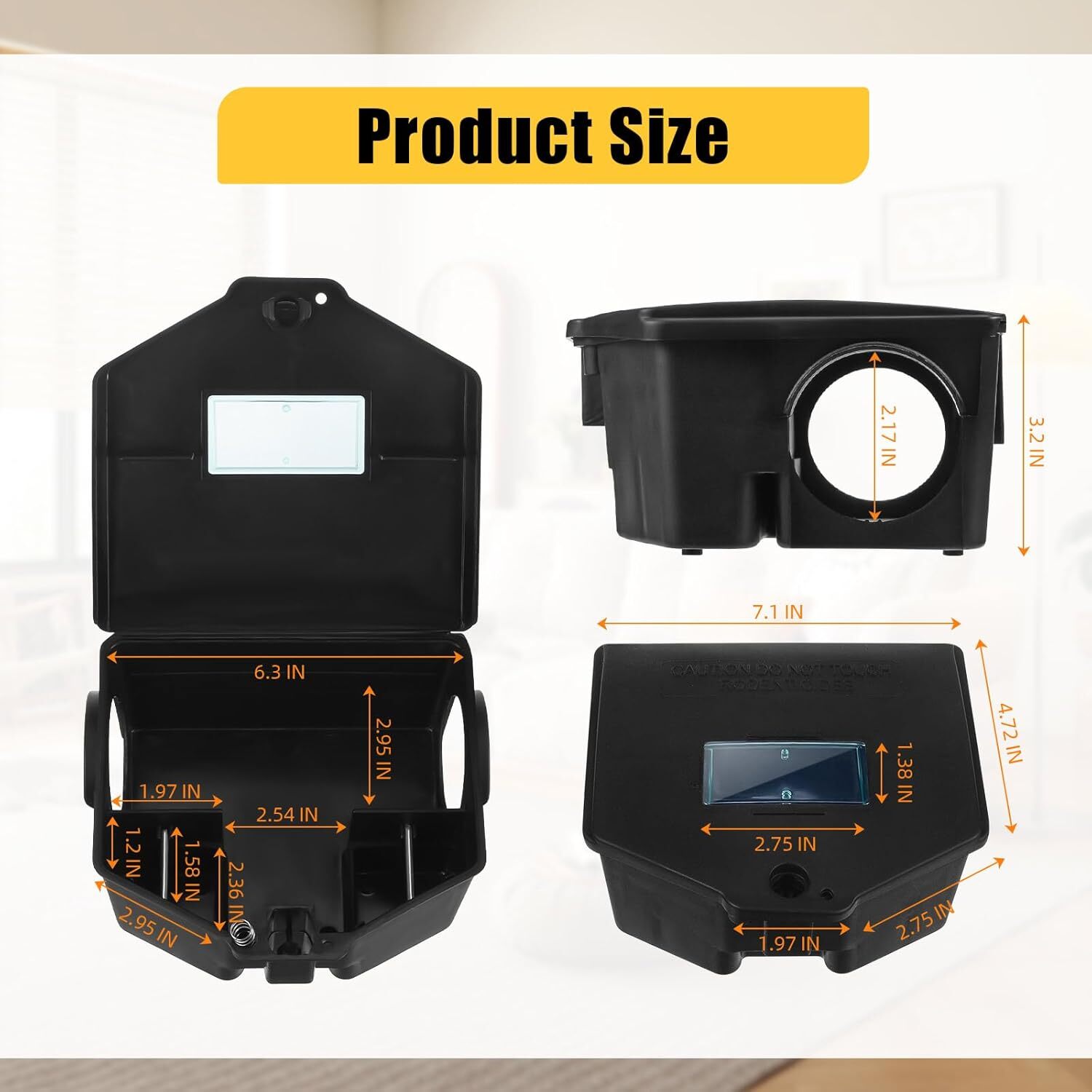 4 Pcs Rat Bait Station with Keys and Visible Window