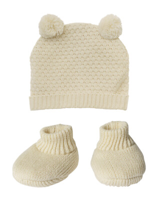 Heless Puppenkleidung Strickset Mütze und Schuhe aus Bio-Baumwolle in 2 Größen