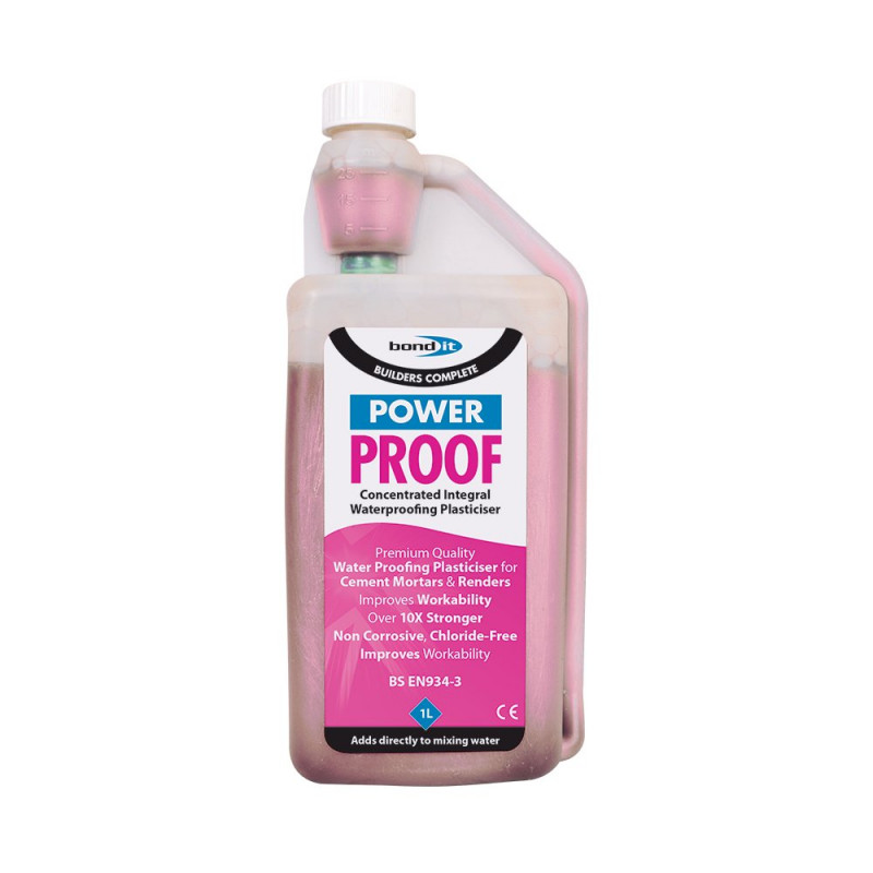 Bond It Power Proof Concentrated Cement Render Mortar Concrete Waterproofer 1L