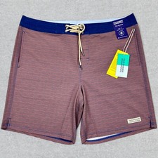 NEW Fair Harbor Board Shorts Men's 38 Red Waves The Nautilus Unlined Surf Beach
