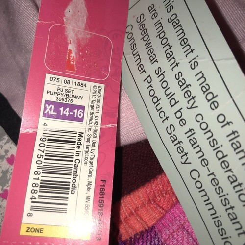 Girl’s Target Xhilaration XL 14/16 Easter Bunny, New Pink Plaid, 2 Piece Pajama - Picture 5 of 17