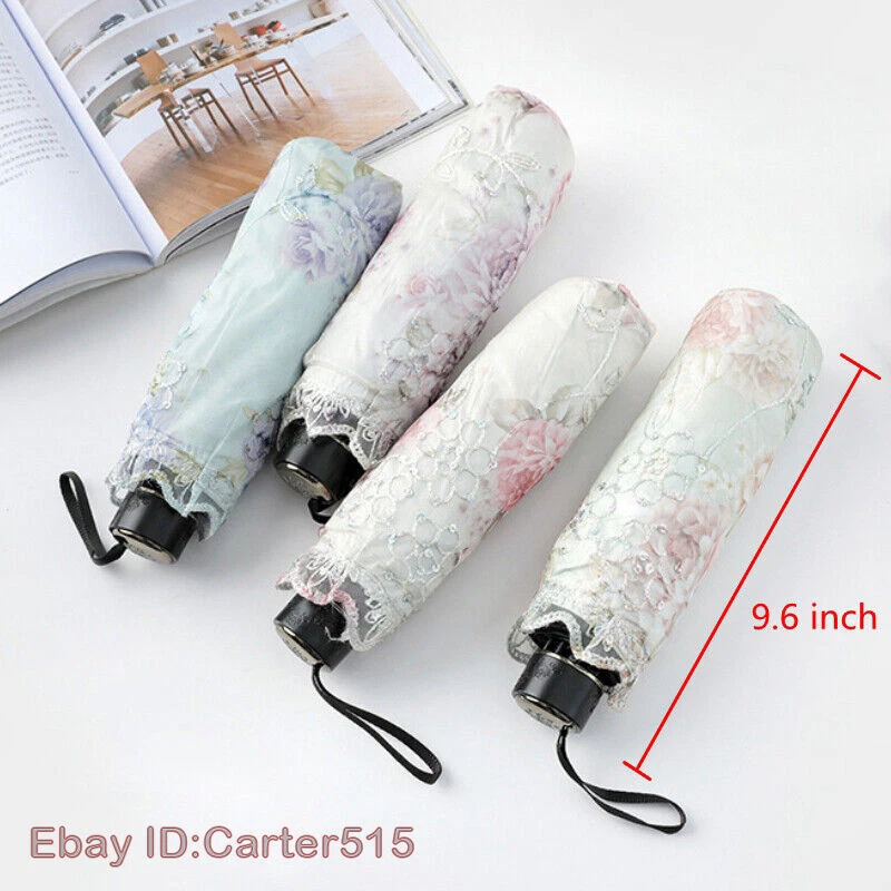 Цветок кружева зонт анти-УФ водонепроницаемый 3 складной вышивка зонтик свадьбы выпускного - Изображение 4 из 4