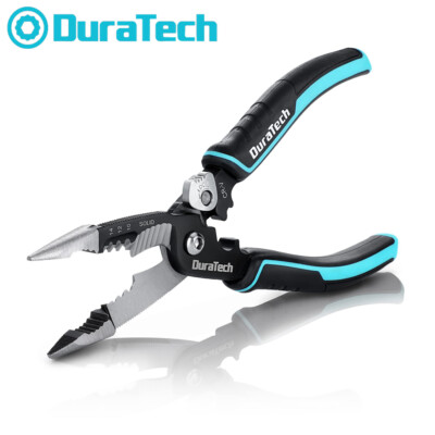 DURATECH 5-in-1 Wire Stripper Tool 8-in Wire Cutter Stripping Needle Nose Pliers