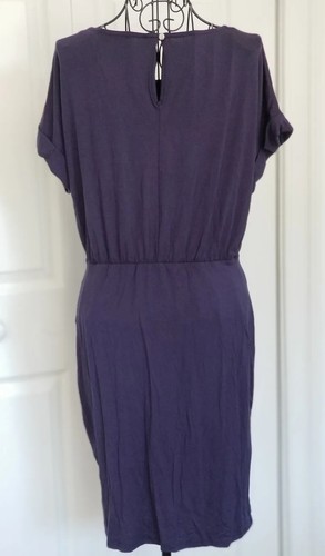 West Kei Women's Dress Short Sleeve Navy Blue Ruched Jersey Knit Size M - Picture 4 of 8