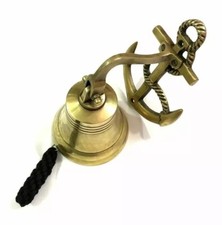 Antico campanello da nave in ottone campanello da appendere nautico con staff...