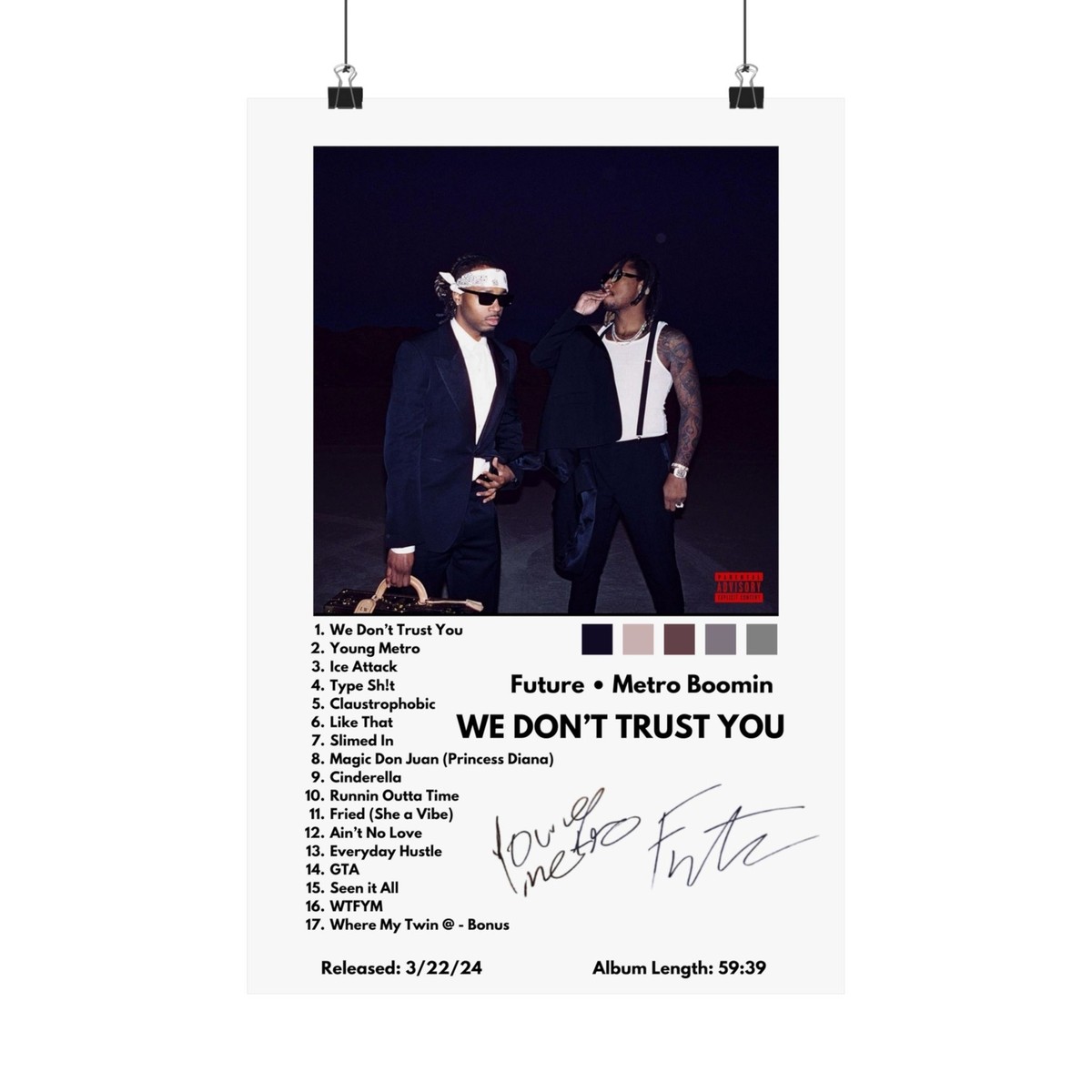 Future Metro Boomin WE DON'T TRUST YOU Album Cover Poster 12x18