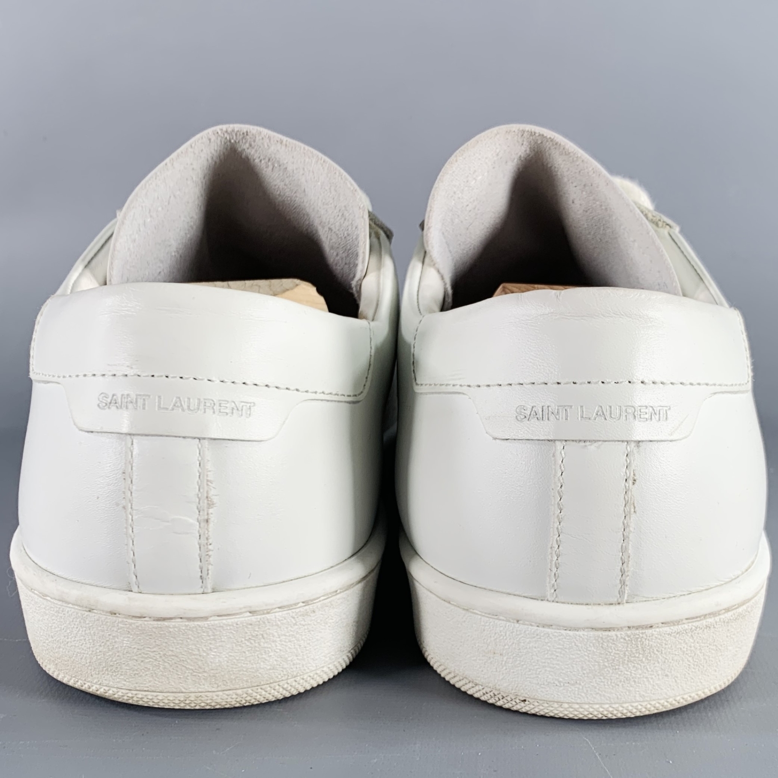 SAINT LAURENT Taglia 12 Sneakers Basse In Pelle Bianche