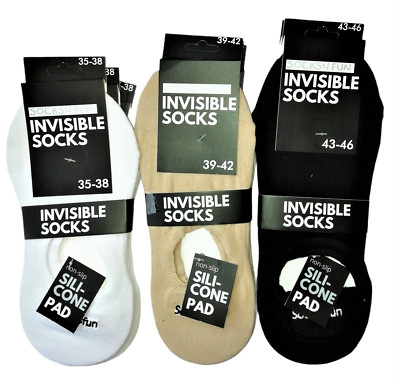 Socks4Fun Invisible Socks mit Silikon-Pad im 3er Pack 39 - 46