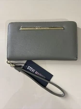 STEVE MADDEN WALLET WRISTLET SAGE SOFT TEXTURE ZIP AROUND MADDEN STYLE!!!!
