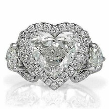 3Ct White Heart Cut CZ Wedding Proposal Heart Ring In Solid 925 Sterling Silver