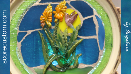 Sun Catcher, Stained Glass, 3D Hummingbird and Aloe with Stand - Picture 11 of 19