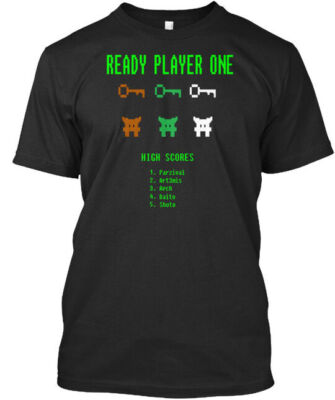 Ready Player One 8-bit Game High Five T Premium T-Shirt Made in USA S-5XL