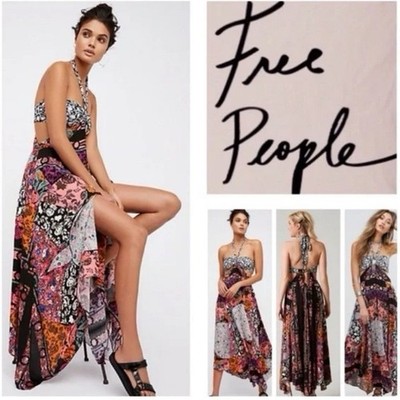 Free People California Love Boho Maxi Dress Botanical Combo Size 0