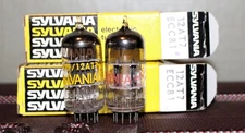 SYLVANIA 12AT7 ECC81 BLACK PLATE TIGHT MATCH PAIR TEST NOS IN BOX VINTAGE 1970'S