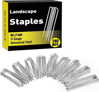 240 Pack 6 Inch Landscape Staples, Garden Stakes Galvanized Tent Stakes Heavy Du