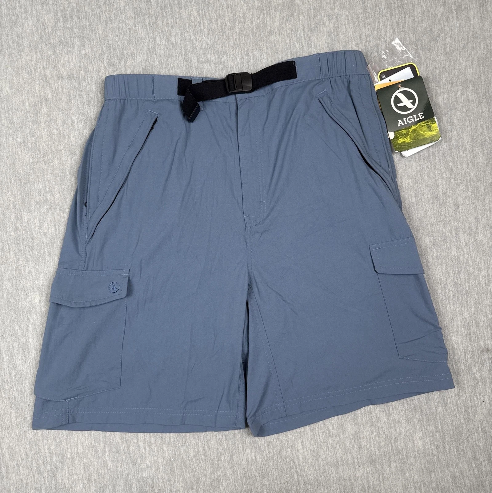 Aigle Cargo Shorts Mens 34 China Blue Quick Dry UV-Control Anti Mosquito Nylon