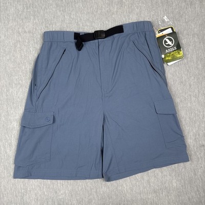 Aigle Cargo Shorts Mens 34 China Blue Quick Dry UV-Control Anti Mosquito Nylon