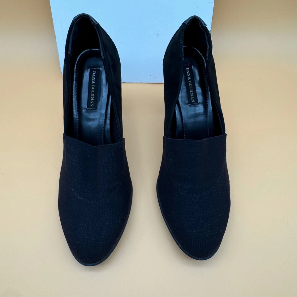 Zapatos sin cordones Dana Buchman de gamuza negros con tacón ancho para mujer talla 7,5 Foto 2 de 4